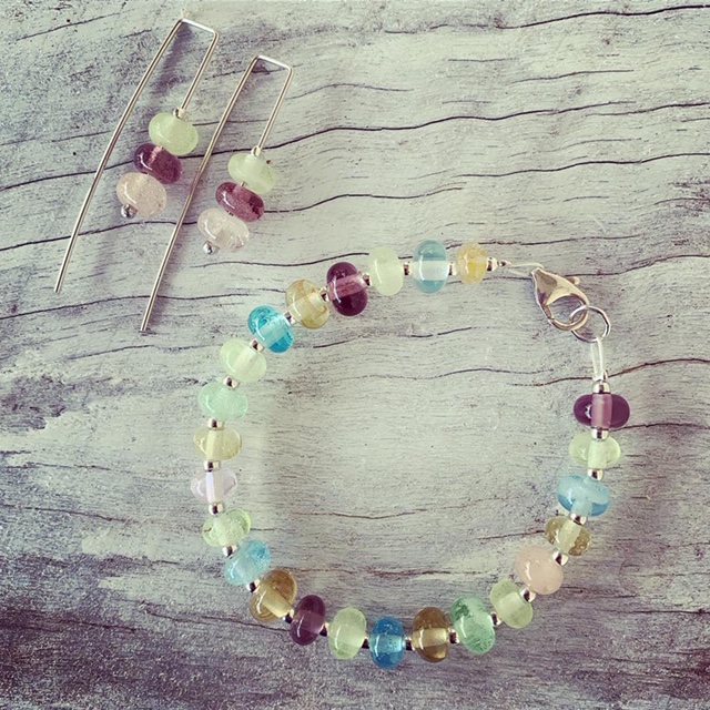 Recycled glass bead bracelet | beads made from assorted recycled glass objects