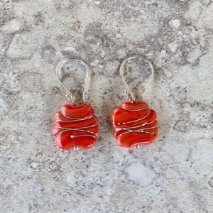Coral Silver Earrings