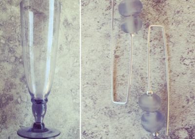 Recycled glass earrings | glass beads made from a grey glass