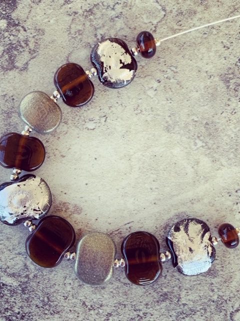 Recycled glass necklace | featuring beads made from a Hendricks Gin bottle