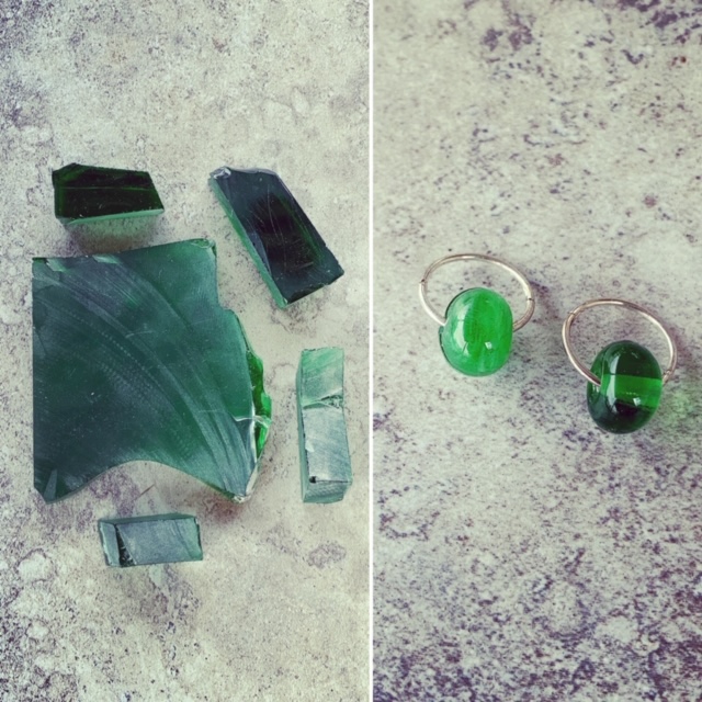 Recycled glass beads | glass beads made from green glass