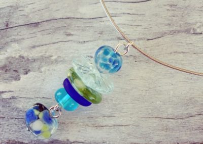 Recycled glass necklace | beads made from wine, gin and vodka bottles.