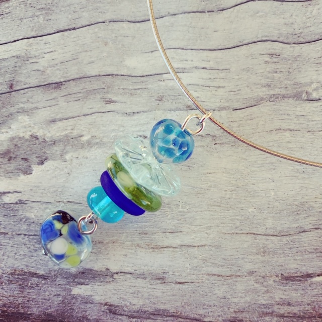 Recycled glass necklace | beads made from wine, gin and vodka bottles.