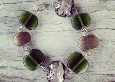 Recycled glass bracelet | beads made from gin and champagne bottles