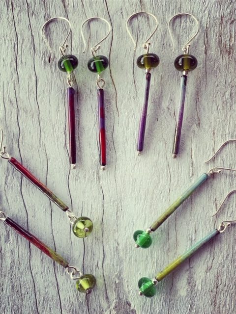 Recycled glass earrings | featuring beads made from Bethany Wine bottles (Barossa Valley)