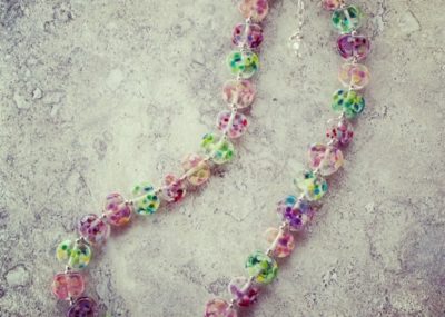 Recycled glass necklace for Vintage Festival at Bethany Wines