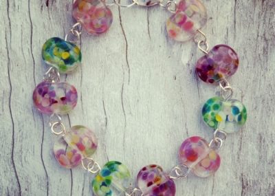 Recycled glass bracelet at Bethany Wines