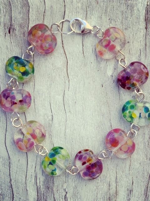 Recycled glass bracelet at Bethany Wines
