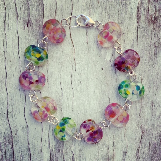 Recycled glass bracelet at Bethany Wines