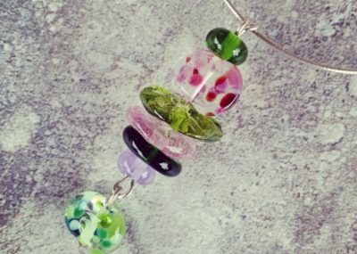Recycled glass pendant necklace | recycled glass beads made from wine and champagne bottles
