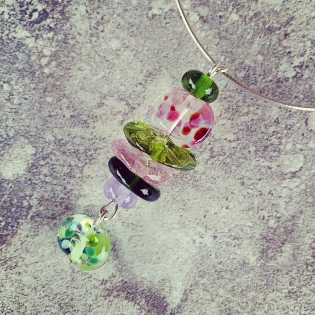 Recycled glass pendant necklace | recycled glass beads made from wine and champagne bottles