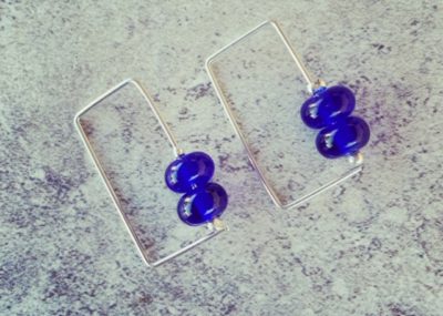 Recycled glass earrings | glass beads made from Skyy Vodka bottle