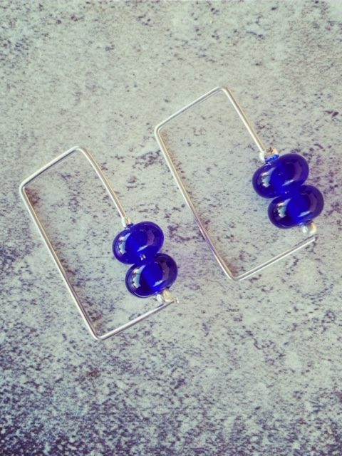 Recycled glass earrings | glass beads made from Skyy Vodka bottle