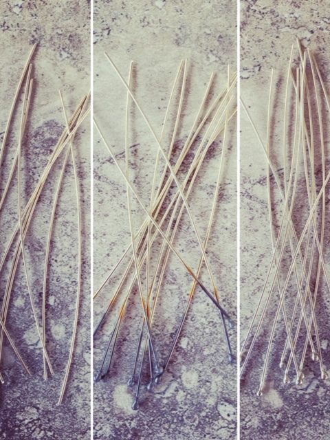 Recycled glass jewellery | making headpins is quite a process