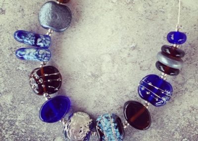Recycled glass necklace | glass beads made from vodka and gin bottles
