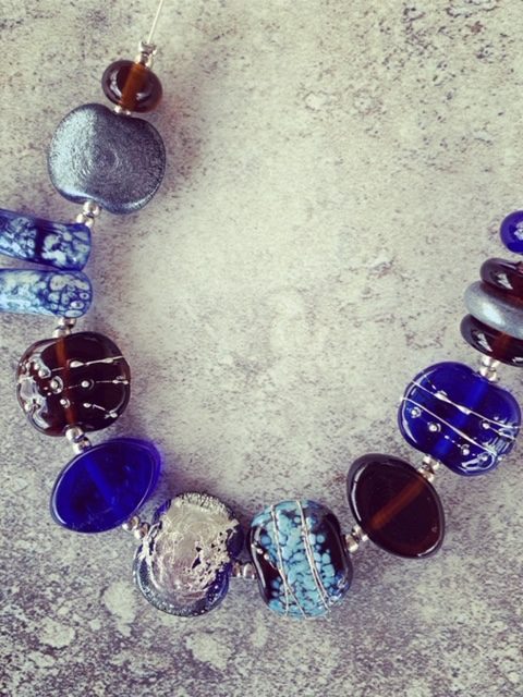 Recycled glass necklace | glass beads made from vodka and gin bottles