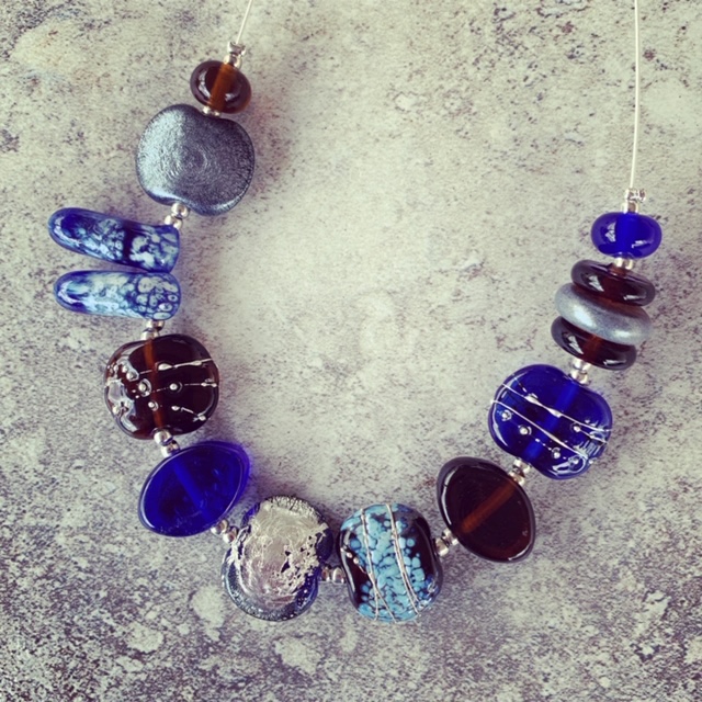 Recycled glass necklace | glass beads made from vodka and gin bottles