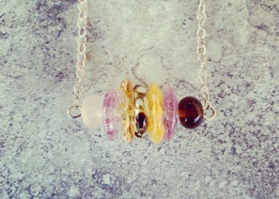 Recycled glass necklace | glass necklace made with assorted recycled glass beads