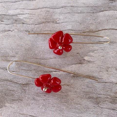 Red Flower earrings