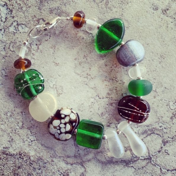 Tanqueray and Hendricks Gin bottle bracelet | recycled glass beads