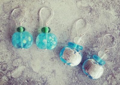 Bombay Sapphire Gin earrings, celebrating world gin day 2019.