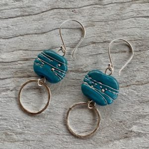 Blue and silver Italian glass handmade earrings