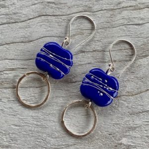 Indigo glass bead earrings