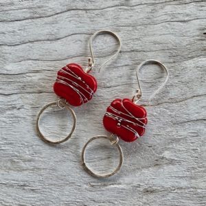 Red Italian handmade glass earrings