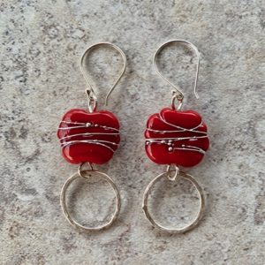 Red Italian glass handmade glass bead earrings