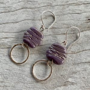 Violet handmade glass bead earrings