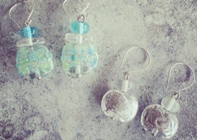 Super sparkly earrings made from a Fever-Tree tonic water bottle