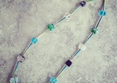 Gin and Tonic and enamel copper tubes necklace