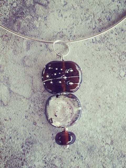 Recycled glass pendant necklace, made from a Hendricks Gin bottle