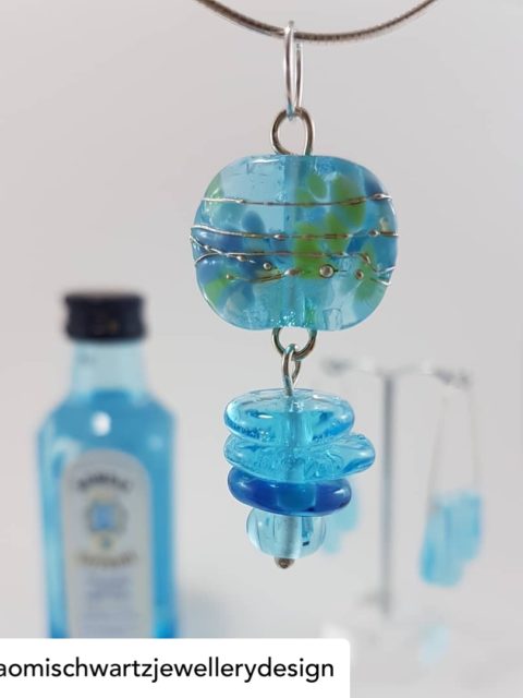 Bombay Sapphire Gin pendant necklace at Naomi Schwartz Jewellery Design Gallery