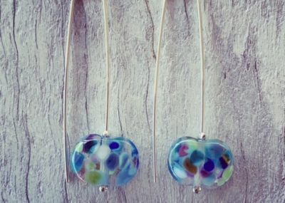 Pretty blue wine bottle earrings