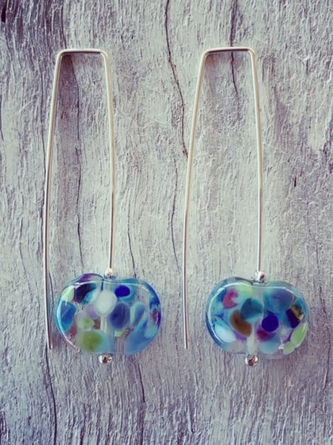 Pretty blue wine bottle earrings