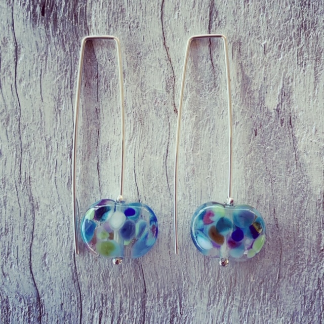 Pretty blue wine bottle earrings