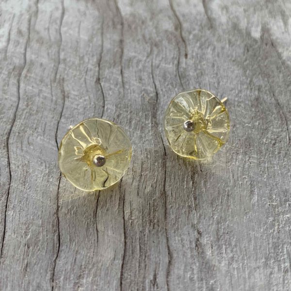 pretty yellow stud flower earrings