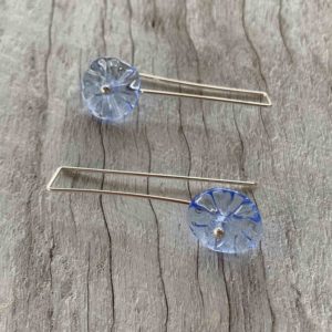 pretty blue long flower earrings for spring