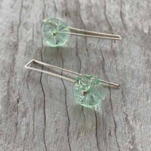 long pretty green flower earrings for spring