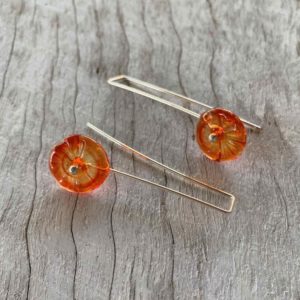 Pretty orange flower earrings for spring