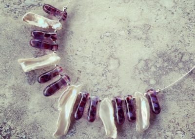 Recycled glass beads and freshwater pearls