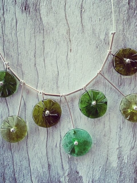 Bethany wines green flower necklace