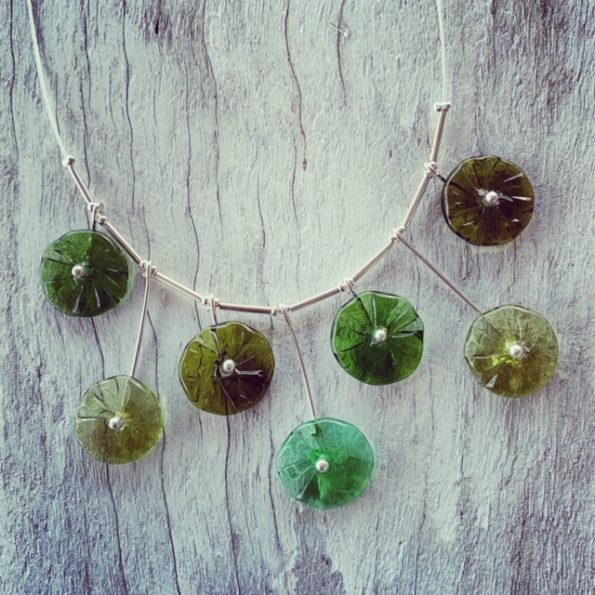 Bethany wines green flower necklace