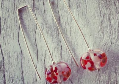Pink and red wine bottle earrings