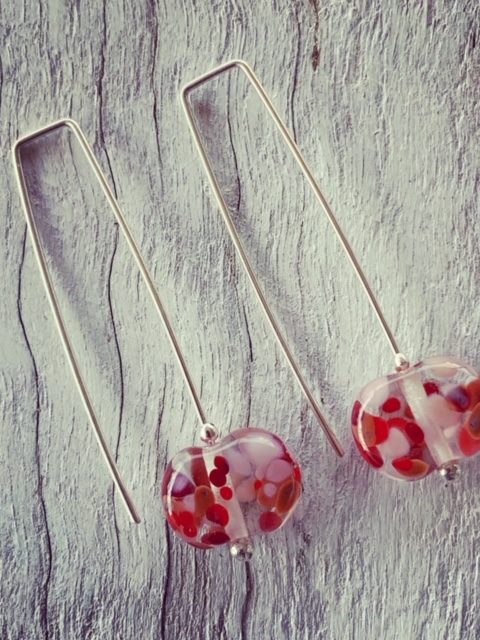 Pink and red wine bottle earrings