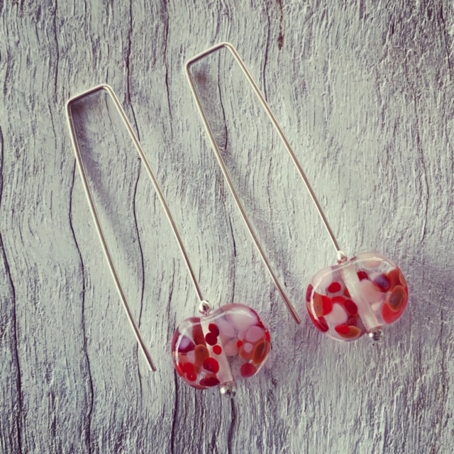 Pink and red wine bottle earrings