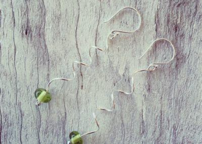 Recycled glass earrings, beads made from a wine bottle