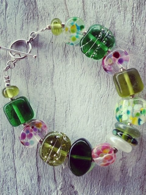 Bethany Wines recycled glass bead bracelet