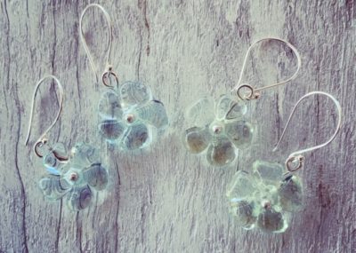 Pretty recycled glass flower earrings